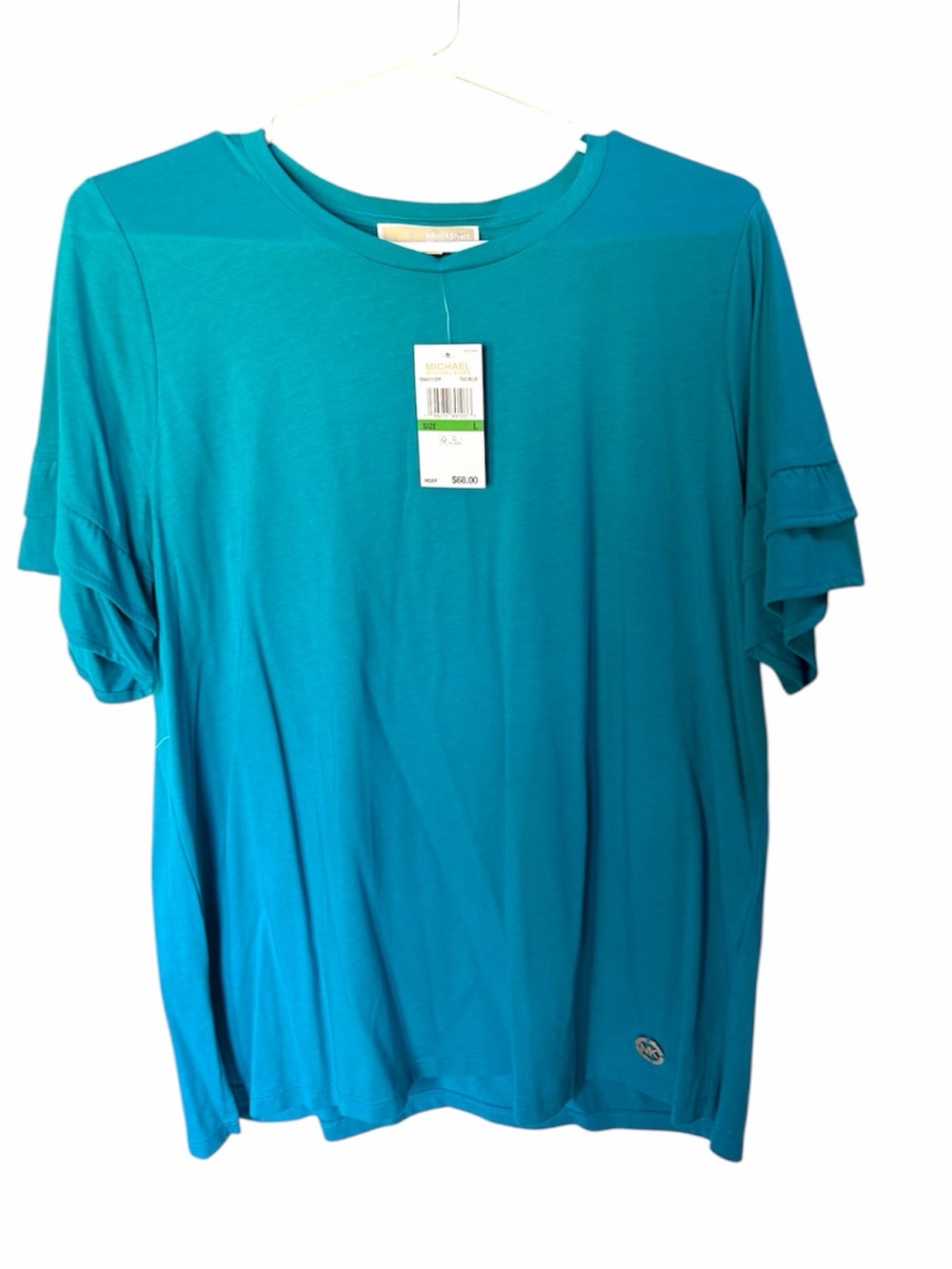 NWT Michael Michael Kors Teal Ruffle Sleeve Women's Top